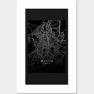 Madrid Spain City Map dark Posters and Art